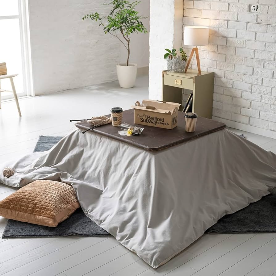 Fab the Home こたつ布団カバー 長方形 200×240cm コットンフランネル こたつカバー 53983 グレイ[160] 天板が普通